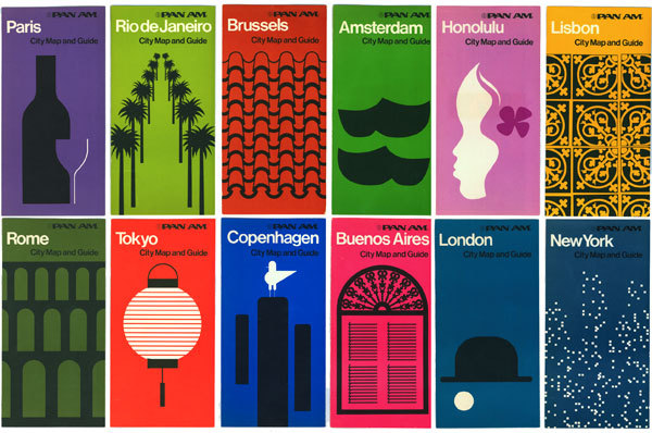 George Tscherny, graphic design for city guides, early 1970s.