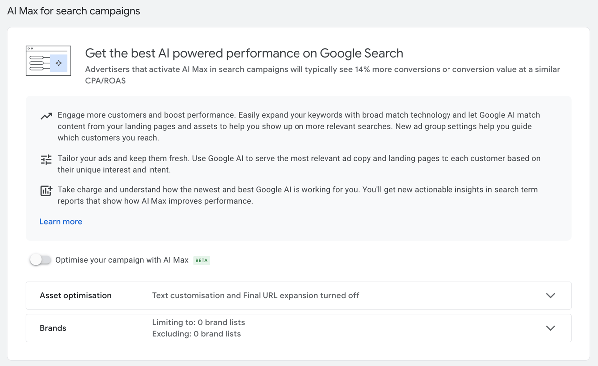 AI Max for Search Campaigns