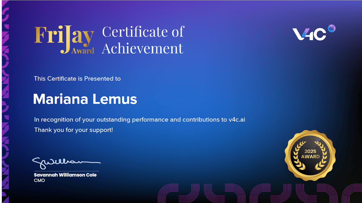 Certification of achievement - V4C.AI&nbsp;