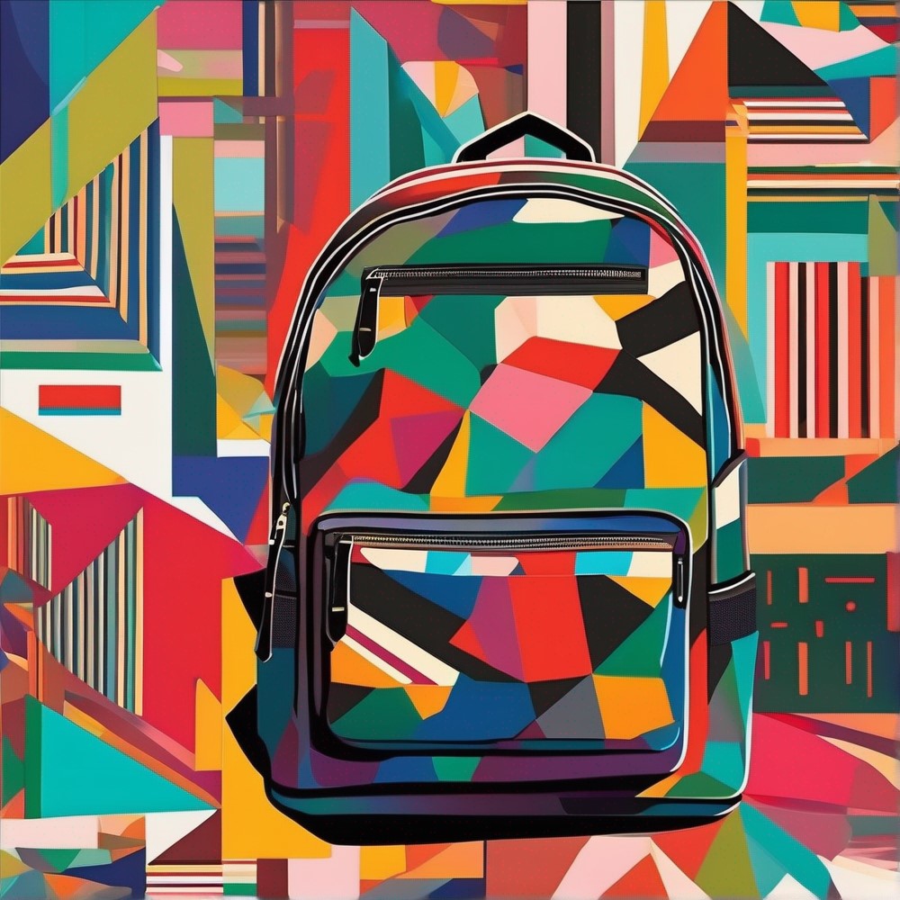 Abstract art representing a colorful backpack