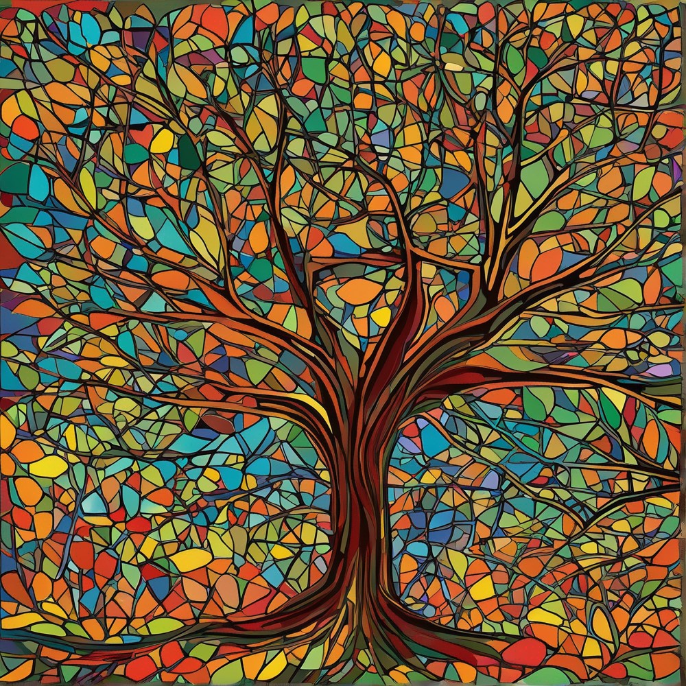 Abstract art representing a tree flourishing.