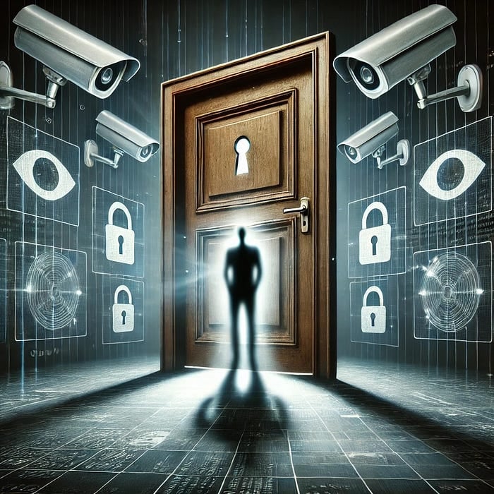 An AI generated image representing the security and privacy risks in an article which talks about the pitfalls of using AI