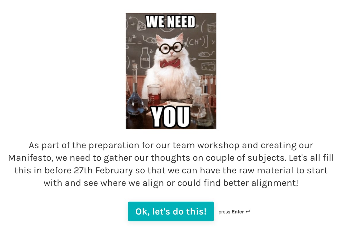 Screenshot from the Manifesto survey