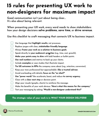 Link: ❌ Being "good at your job" isn’t enough to build influence as a UXer. | Marina Krutchinsky