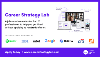Link: Career Strategy Lab | A UX Career Coaching Incubator by Sarah Doody