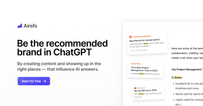 Link: Airefs: Be the recommended brand in ChatGPT & Google