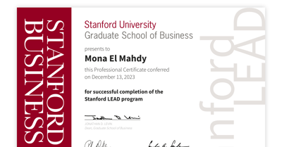 Link: Stanford Graduate School of Business Certificate