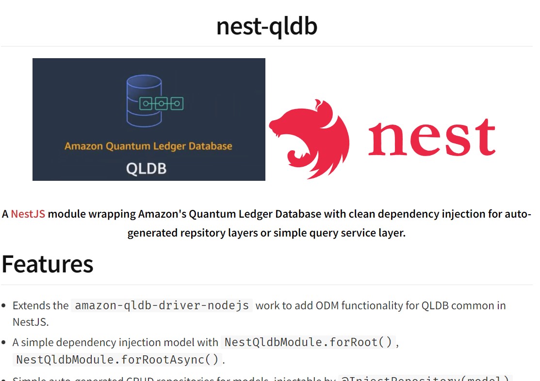 AWS QLDB with Node and NestJS